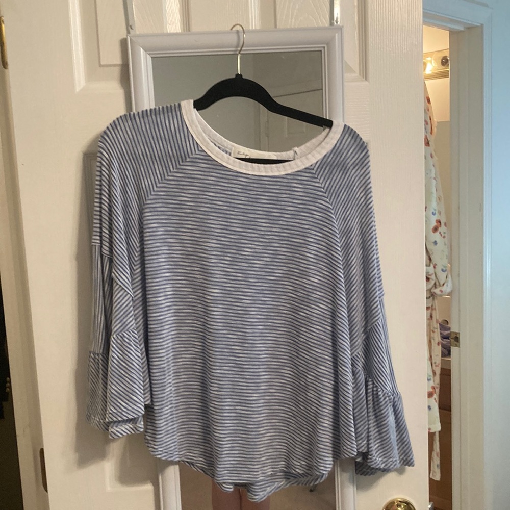 Vintage Havana Sleeve Striped 3/4 Sleeve Top